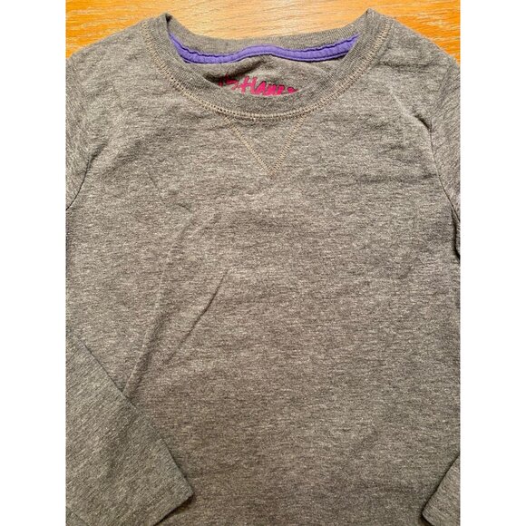Hanes Girls Long Sleeve Heather Gray Tee Shirt Size S - Picture 2 of 2